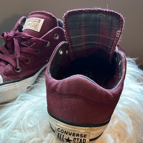 Converse All Star Custom Burgundy Maroon Plaid Inside Women’s Sneakers Size 6.5 - Picture 4 of 5